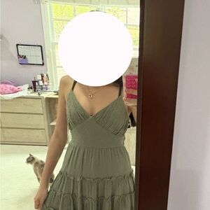 Altard state green trangle top ruffle mini dress XS